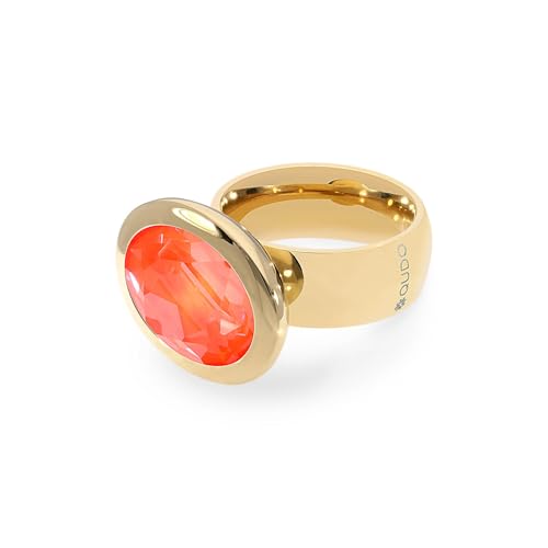 Bague en acier inoxydable or rose anti-noircissement avec cristal