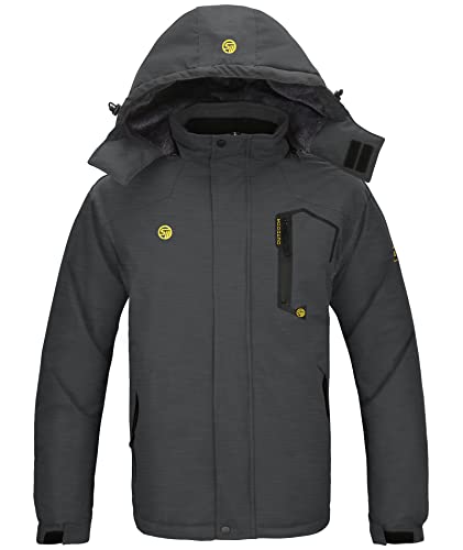 JACKETOWN Veste d'hiver à capuche pour homme - Doublure chaude et coupe-vent - Imperméable - Softshell, gris foncé - achetez une taille plus petite, XL Cover