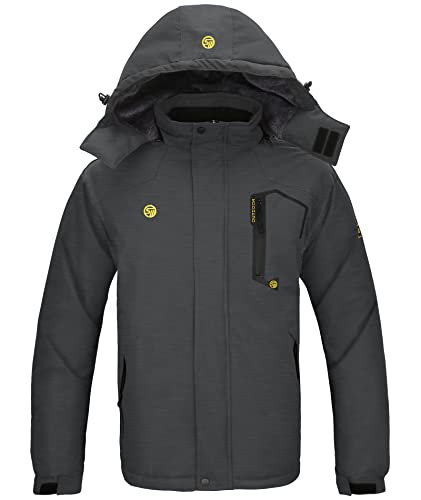 SwissWell Herren Winterjacke Wasserdicht Skijacke Warm Gefüttert Regendichte Jacke Winter Männer Outdoor Softshelljacke mit Kapuze Grau L