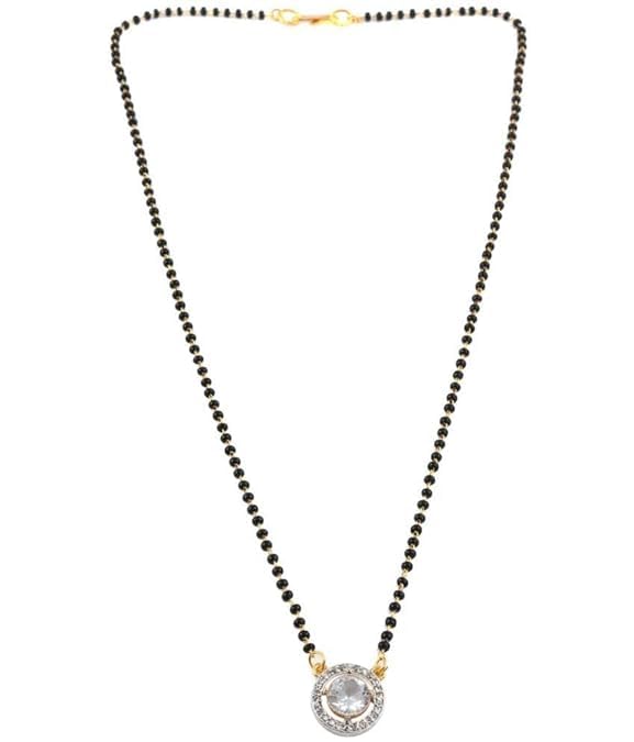 VIDORA American Diamond Gold Plated Traditional Short Mangalsutra || Single Flower Diamond Mangalsutra || Short Mangalsutra || Black Bead Chain Mangalsutra For Womens (M 4) (B0CP7THS59) Amazon Price History, Amazon Price Tracker