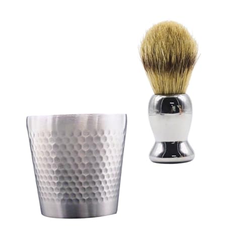 CALLARON 1 Juego juego de cepillos para barba kit de cuidado de la barba para hombres brocha de afeitar barba Jabali jabon de afeitar crema de afeitar tazón de jabón de afeitar AbS Plata