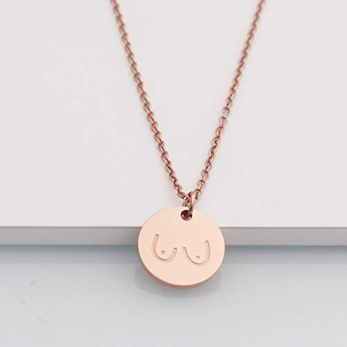 Ankiyabe Boobs Necklace Breast Necklace Feminist Jewelry Silver or Rose Gold Simple Disk Pendant Girl Power Women Right4