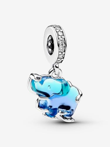 PANDORA Blue Murano Glass Elephant Dangle Charm - Sterling silver - With Gift Box2