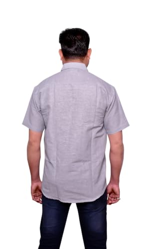 Image of Men's Casual Shirt | Half Sleeve Khadi Cotton Shirt | Regular Fit Stylish Summer Wear | Comfortable Daily & Office Casual Shirt for Men
