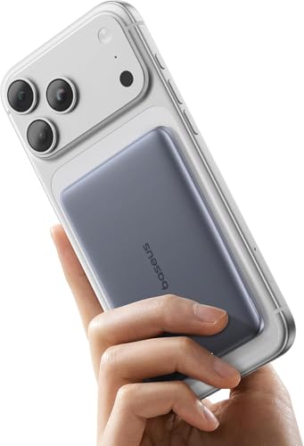 Carregador portátil Baseus Picogo Magsafe, Power Bank sem fio Ultra Slim 5000mAh, bateria magnética de carregamento rápido de 20W com USB-C para iPhone,Cinza Cósmico