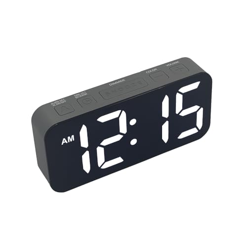 Digital Alarm Clock with Colour Changing Display 13 Display Modes 3 Alarm Volumes USB-C Charging Port (Gray)