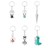 YJacuing 6PCS Video Game Hollow Chibi Knight Cute Metal Keychain Hanging Ornament Bag Charm for Gamers