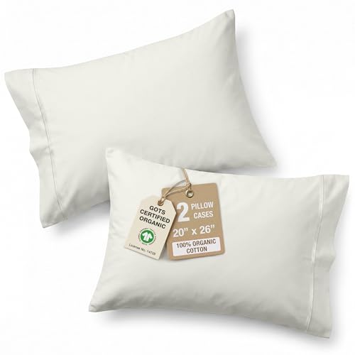 Image of Lane Linen 100% Organic Cotton Pillow Cases Standard Size Set of 2 (20 inchx26 inch) - Cotton Pillowcases Standard Size - Soft Navy Blue Pillow Cases Set of 2 - Standard Pillow Case Pack of 2 - Glacier Grey