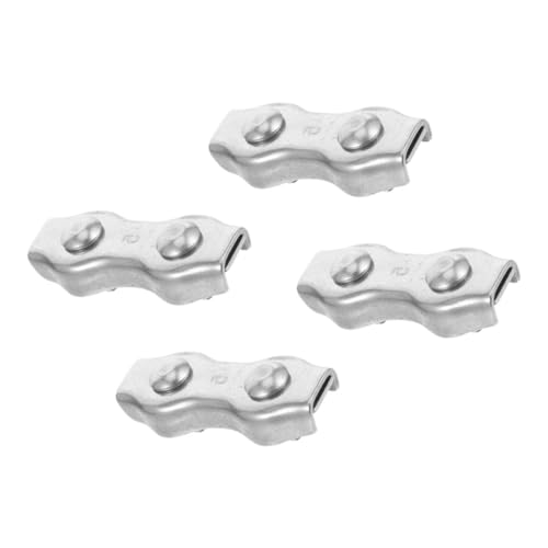 Toyvian Heavy Duty Stainless Steel Wire Rope Clamps 4pcs Turnbuckle Clips for Cable Fence and Garden Lines