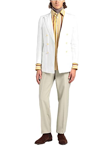 Costume deux pièces en lin pour homme avec veste croisée boutonnee et pantalon chic