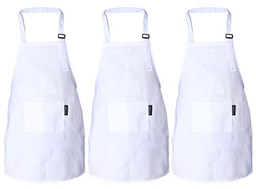HIYUMY 3 Pieces Kid's Apron, Adjustable Cotton Child Bib Apron with 2 Pockets