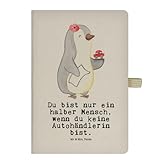 Mr. & Mrs. Panda DIN A4 Baumwoll Notizbuch Autohändlerin Herz - Geschenk, Abschied, Eintragebuch, Autokauf, Notizen, Eröffnung Autohaus, Adressbuch,