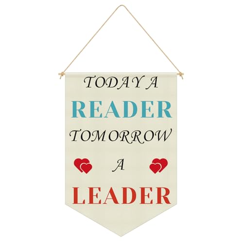 Reading Corner Decor Kids Room Wall Decor Hanging Pennant Flag Banner Inspirational Wall Art Book Lover Decorations for Reading Room Bedroom Playroom Classroom Library Linen Cotton Flag