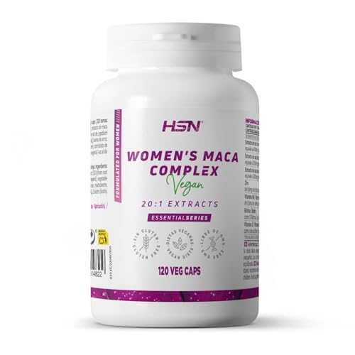 Maca Especial Mujer de HSN | 120 Cápsulas Vegetales - mezcla específica: Raíz de Maca morada + amarilla + negra - ALTA Concentración - con Vitaminas y Minerales | No-GMO, Vegano, Sin Gluten