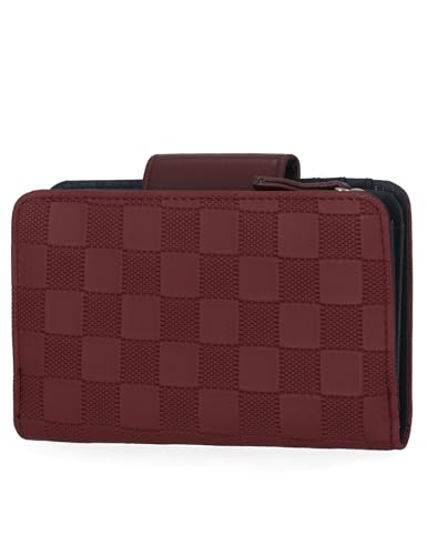 Image of Nautica Womens, Close Reach Vegan Leather RFID Wallet, Small Credit Card Holder Purse with Zipper Coin Pocket and ID Window in Wine Check