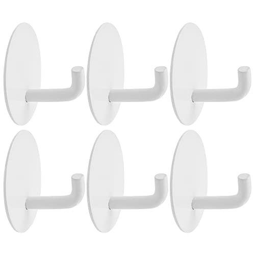 suiwotin 6pcs Self Adhesive Wall Hooks, Stainless Steel Adhesive Hooks for Hanging, Heavy Duty Sticky Towel Hooks for Bedroom, Kitchen, Bathroom Utility Hooks (White, Round)