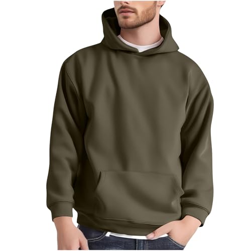 Mens Heavyweight Casual Pullover Hoodie Sweatshirt With Front Pocket Faux Suede Loose Fit Outerwear Fall Season Tops2
