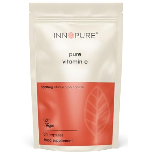 INNOPURE Vitamina C Pura 1000 mg (Sin Rellenos ni Aglutinantes) Suplemento Pure-Fill, fácil de tragar, 1 cápsula diaria (no tabletas), 90 cápsulas