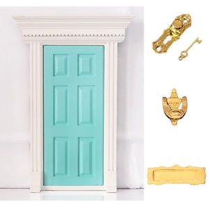 Miniature Mint Green Wood Color Wooden Door W Hardware For 1 12 Dolls House Amazon In Home Kitchen