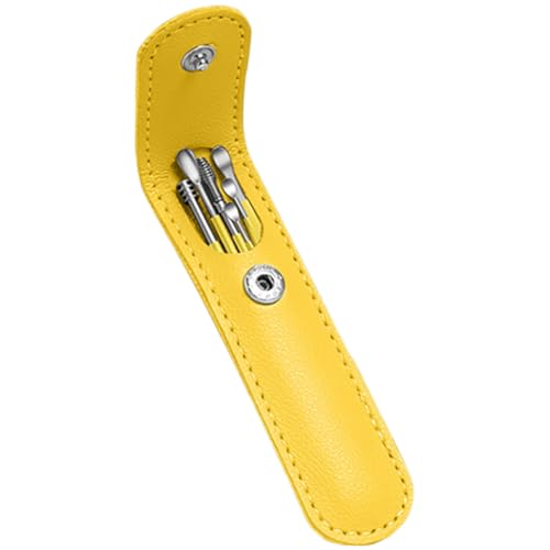 COLLBATH Juego De Herramientas Para Limpiar Oídos De Acero Inoxidable De Extractores De Cera De Oído Kit De Limpieza De Oídos Con Funda Amarilla Herramienta De Limpieza De Cera