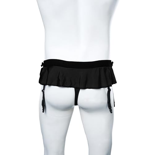 Sissy Lingerie for Men Pouch Panties Skirt for Crossdressers Underpants G-String Thongs Briefs with Garters4