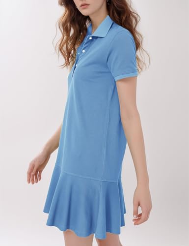 Image of Flygo Womens Polo Dress Summer Short Sleeve Ruffle T Shirt Dress