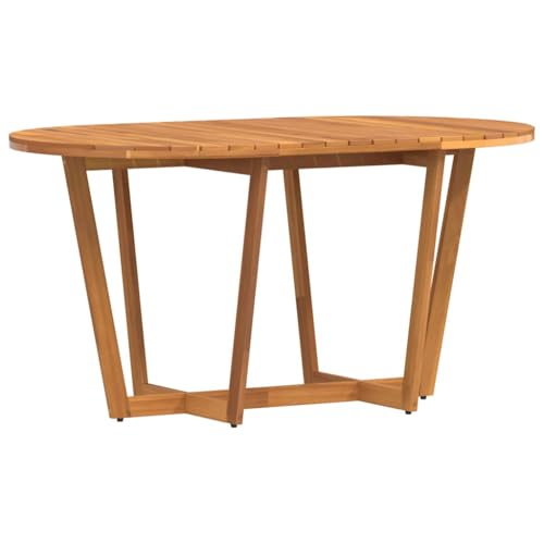 Table de jardin ovale en acacia résistant aux intempéries dehors