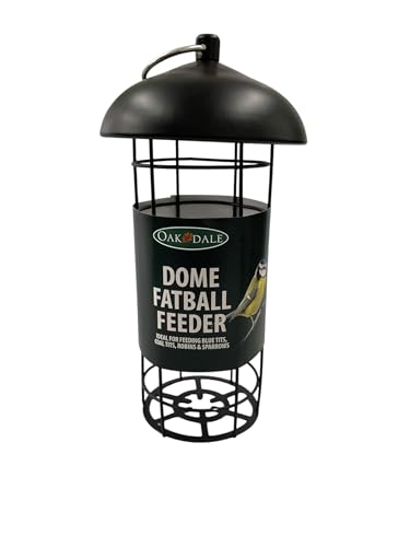 Oakdale Classic Fatball Bird Feeder with Protective Dome Heavy Duty Steel Cage for Suet Guards Against Pests Twist & Lift for Easy Cleaning