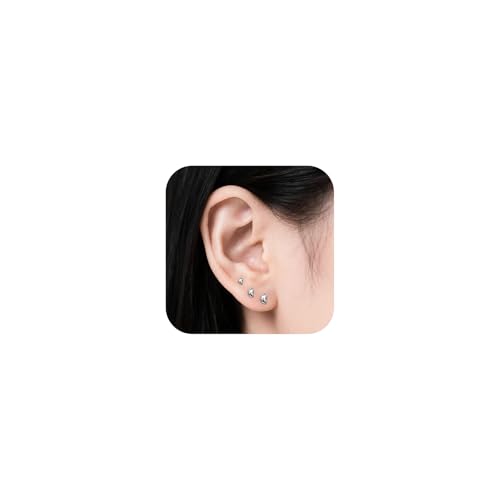 TINGN ピアス レディース メンズ つけっぱなし 金属アレルギー対応 人気 3ペアセット ファーストピアス 可愛い おしゃれ 両耳用 アクセサリー ギフト プレゼント (シルバー セット3 4/5/6mm)