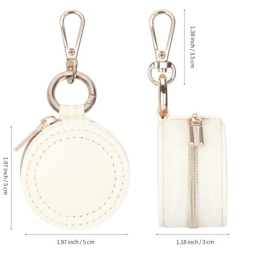 KUKUVR Jewelry Ring Holder Box with Keychain, Portable Gym Jewelry Storage Box Case, Small Travel Ring Earring Stud Necklace Storage Case (White)