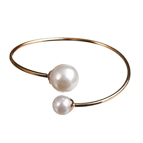 ASHMITA Rose Gold Bangle for Women Shell Pearl Cuff Fashion Bracelet Adjustable - Main Image