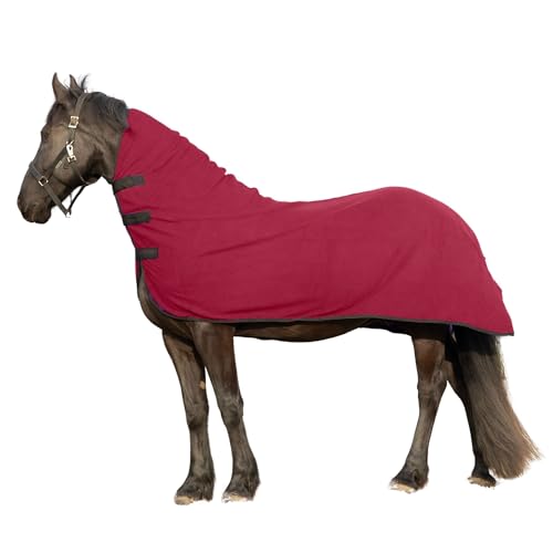 Image of RESISTANCE Fleece Contour Horse Cooler - Anti-Sweat Moisture Wicking, 3 Quick-Grip Neck Closures, Tail Cord, Durable Hemmed Edges, Polar Soft Fleece, Post-Exercise Cool Down
