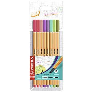 Fineliner stabilo point 88/8 f assorti | 8 etui | 10 stuks