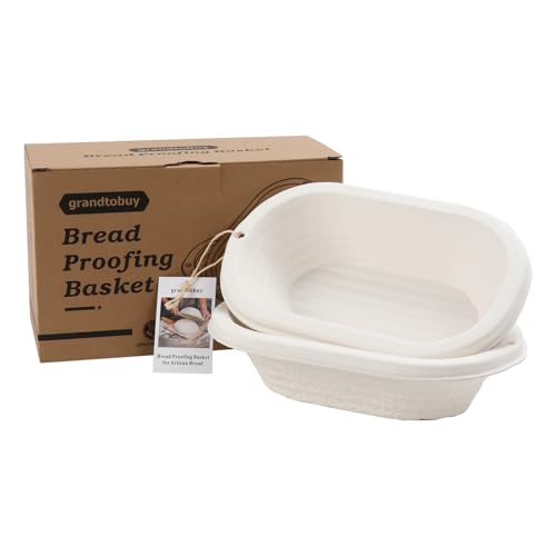 Cesta ovalada de 2 x 28 cm para prueba de pan de pulpa de pan de masa madre Banneton Bortform con forro de lino, cubierta de tela, suministro para hornear pan profesional y casero