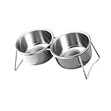 Leefasy Elevated Double Bowl, Food Water Bowl with Stand, Stable Pet Bowls, Tilted Cat Dog Dish Pet Feeder Waterer for Puppy Kitten, 850ml