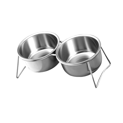 Leefasy Elevated Double Bowl, Food Water Bowl with Stand, Stable Pet Bowls, Tilted Cat Dog Dish Pet Feeder Waterer for Puppy Kitten, 850ml