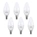 Candelabra LED Bulbs 60Watts, Ambimall 6 Watt E12 Base Daylight White 5000K 600Lumens,Chandelier Light Non-Dimmable for Ceiling Fan(6 Pack)