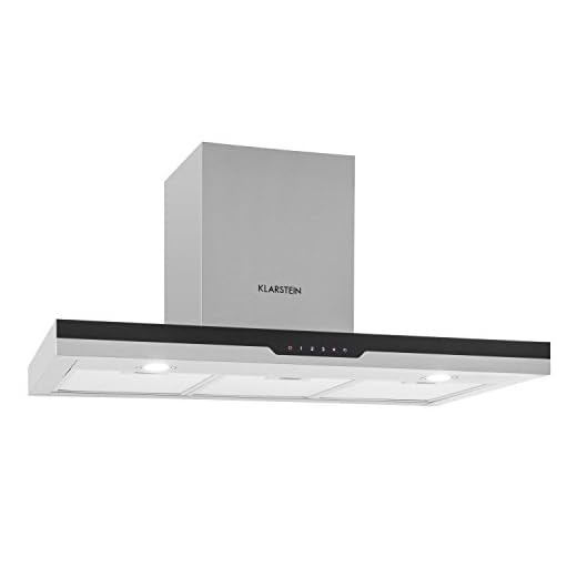 KLARSTEIN Finessa Campana Extractora - De Pared, Potencia extracción 635 m³/h, Frontal táctil de Cristal, Eficiencia energética A, Diseño Moderno, Temporizador, Ancho 90 cm, Acero Inoxidable