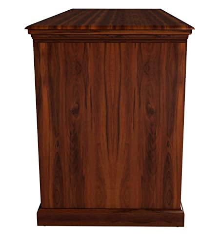 Image of Solid Sheesham Wood Study and Writing Tables with 3 Drawer for Living Room Study Room Hall Home Office | Wooden Computer Laptop Table | Natural Brown Finish