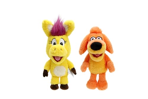 Image of Jada Toys Donkey Hodie 8" Sound Plush Twin Pack - Hodie & Bob Dog - Squeeze for Phrases From Preschool Show - Ages 3+