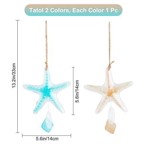 GORGECRAFT 1 Set 2 Styles Sea Star Ornaments 13×5.5" Sea Glass Starfish Hanging Decoration Christmas Tree Decor Sea Life Nautical Home Beach Wall Art Decor Coastal Christmas Decorations for Bathroom - Image 2