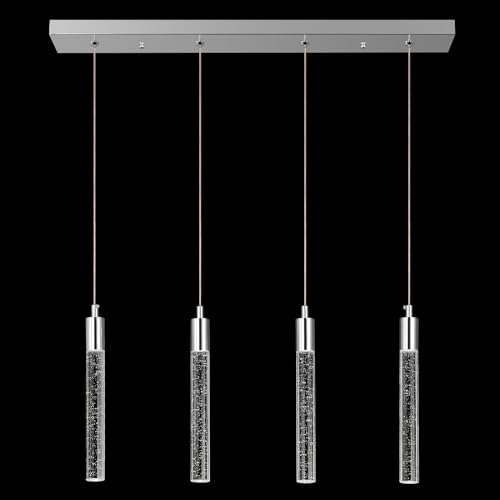 Image of Kitchen Island Lighting Modern Light Fixture Chrome Pendant Light Dimmable LED Chrome Finish Mini Crystal Pendant Lights for Dining Room Living Room（4-Light）