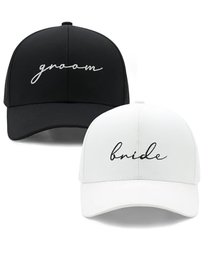 LUDUEIKSW Bride and Groom Baseball Cap Set for Wedding Gifts Engagement Anniversary Honeymoon Gifts for Newlyweds Matching Couples Hats