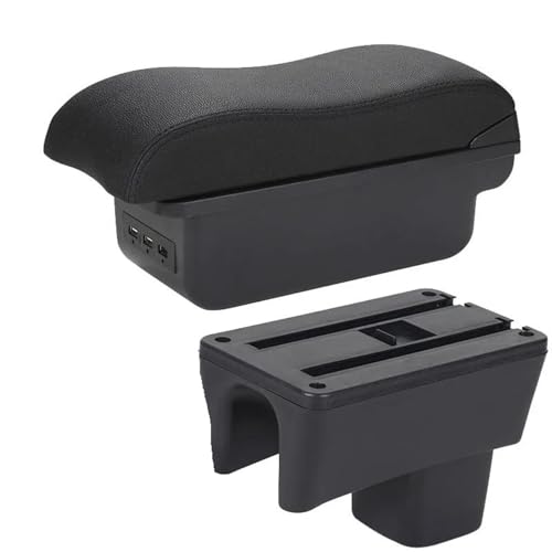 車用アームレスト曲面収納ボックスに適合するスズキに適合するスイフト専用 2005 2006 2007 2008 2009 2010 2011 2012 2013-2023(B2 Black line)