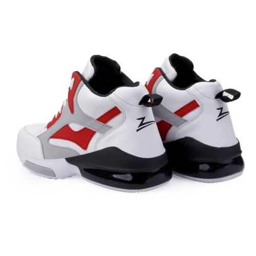 Image of Zixer High Top Sneakers for Men | Stylish Casual Basketball Inspired Shoes for Men | Lace-Up Ankle Length Fashion Sneakers | Lightweight Comfortable Walking Shoes for Men