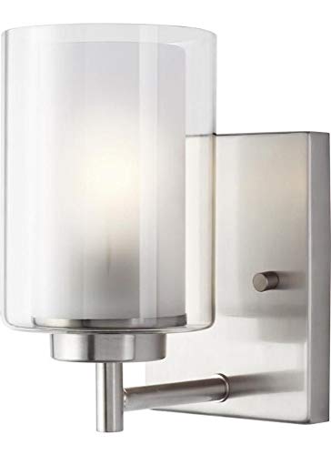 Image of Generation Lighting 4137301-962 Elmwood Park One - Light Wall /Bath Sconce Vanity Style Fixture, Brushed Nickel