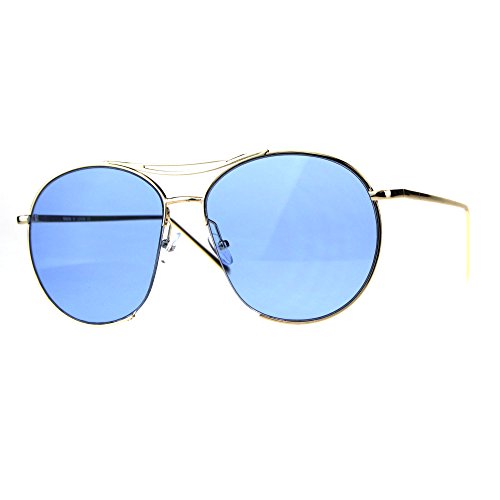 Exposed Lens Luxury Metal Rim Oceanic Round Designer Pilots Sunglasses2
