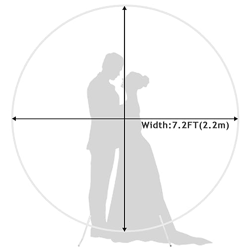 Image of Round Backdrop Stand 7.2FT White Metal Circle Balloon Arch Frame | Metal Circle Backdrop Stand Gold Round Arch for Wedding Birthday Party Bridal Baby Shower Anniversary Event Ceremony