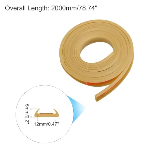 Image of uxcell U Shape Furniture Edge Banding, 2M Self Adhesive Flexible Edging Trim, 5x12mm TPE Edge Guards for Cabinets Furniture Repair Restoration, Beige