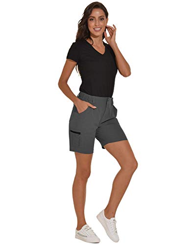 VAYAGER Women's Lightweight Cargo Short for Hiking,Camping and Travel with 6 Pockets Quick Dry Water Resistant(Grey M) - Thumbnail 7